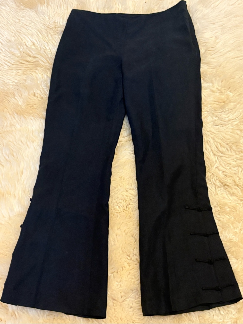 Vintage Shanghai Tang Silk & Linen Asian Flare Pants 8